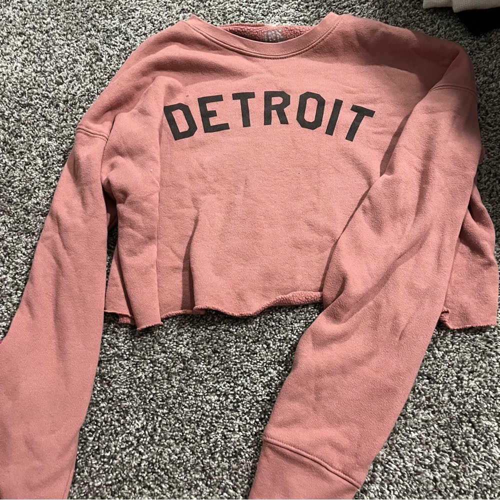 Pink Ink Detroit Cropped Sweatshirt